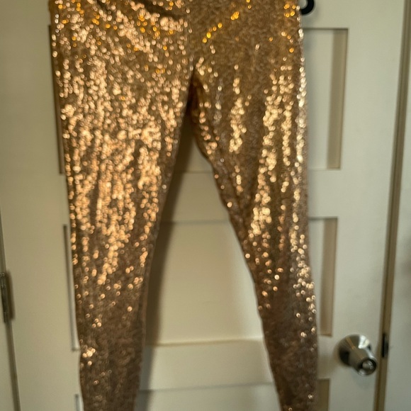 Tipsy Elves Gold Sequin Leggings - Picture 2 of 2